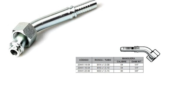 Imagen de HEMBRA CURVA 45° M16 X 1,5-10 04 1/4'' DKO